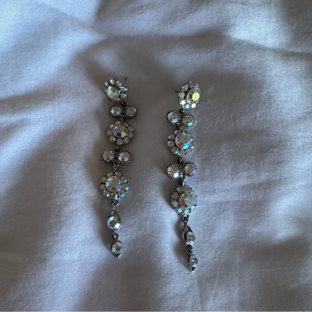 Silver Crystal Drop Earrings